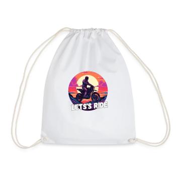 Let's ride - Motorbike with a retro sunset - Drawstring Bag - white - Front
