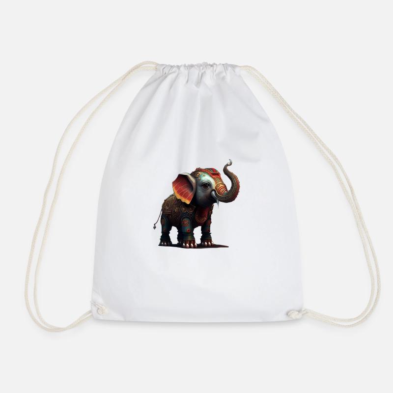 Elephant happiness - Drawstring Bag - white