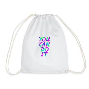 Neon - Lettering - You Can Do It - neg - Turnbeutel - Weiß - Vorne