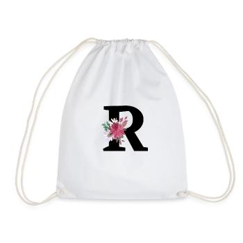 Letter r floral - Drawstring Bag - white - Front