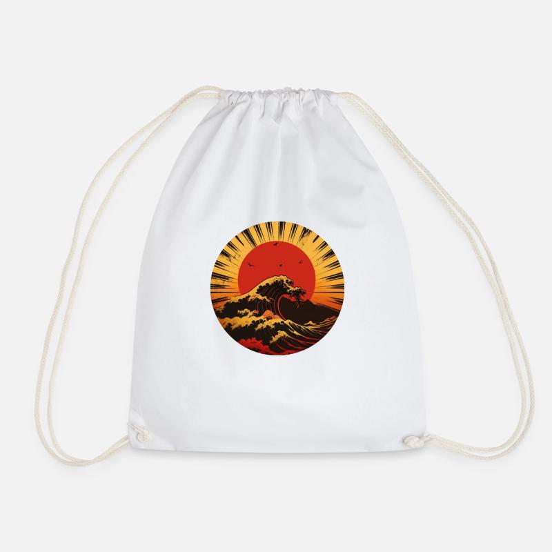 Big Wave - Drawstring Bag - white