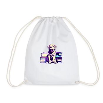 Dogs Books Labrador Read Book Dog Owner Dog - Drawstring Bag - white - Front