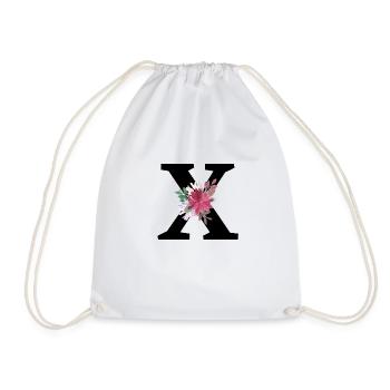 Letter x floral - Drawstring Bag - white - Front