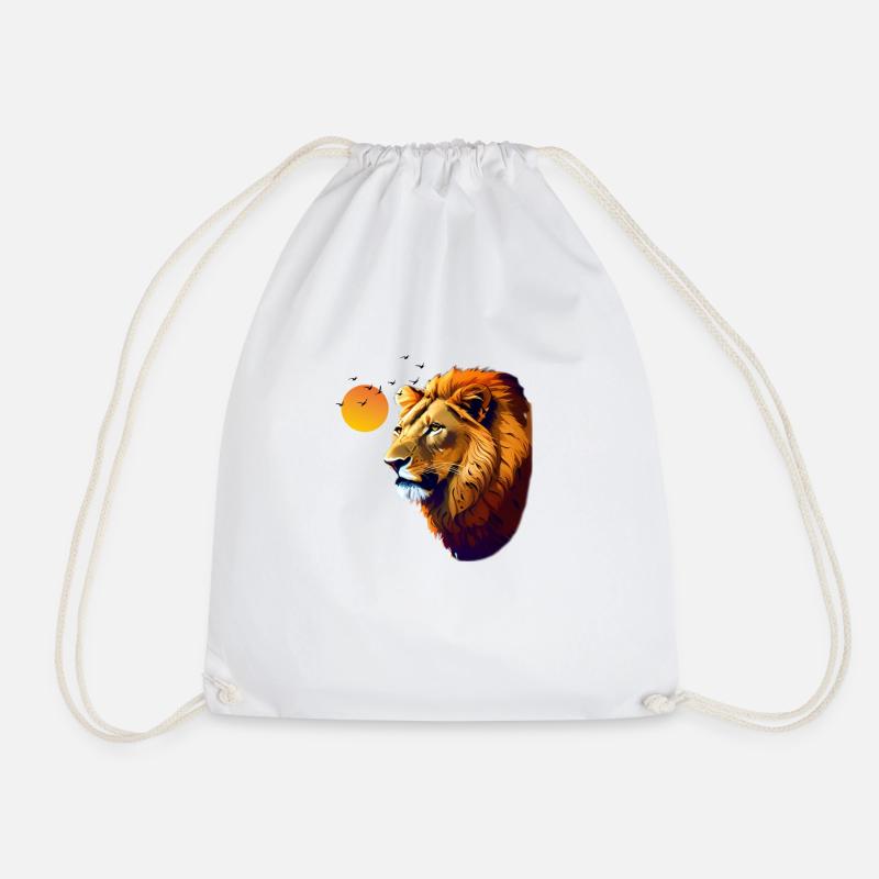 Lion - Drawstring Bag - white