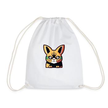 Cat - Drawstring Bag - white - Front