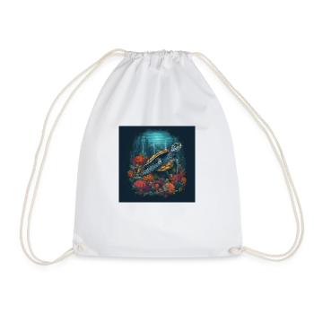 Beautiful turtle swimming in coral reef - Drawstring Bag - white - Front