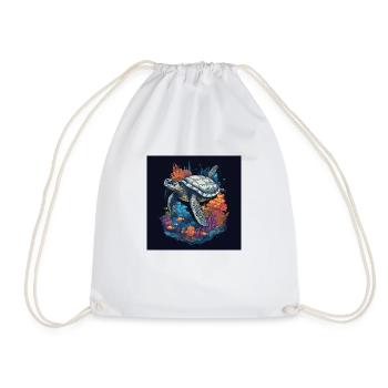 Beautiful turtle swimming in the coral reef - Drawstring Bag - white - Front