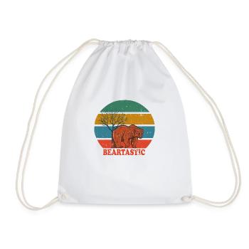 Retro Bear Beartastic - Drawstring Bag - white - Front