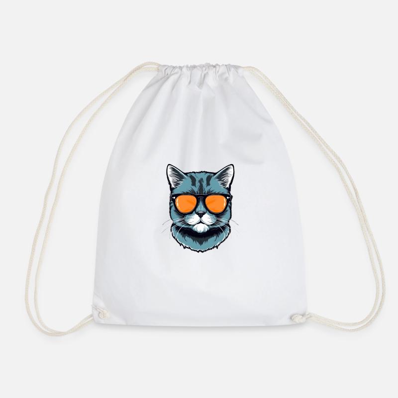 Katze mit Sonnenbrille - Turnbeutel - Weiß