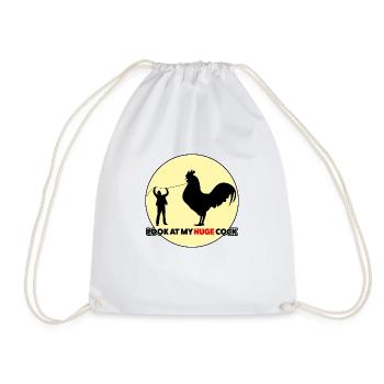 Look at my HUGE COCK. - Drawstring Bag - white - Front