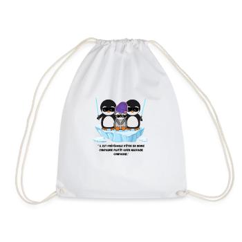 T-shirt pingouin sabre laser lunette mignon kawaii - Sac de sport léger - blanc - Devant