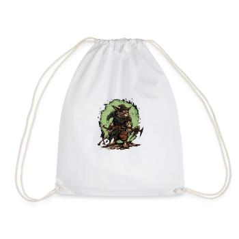 Sleek Skaven logo with green accents - Drawstring Bag - white - Front
