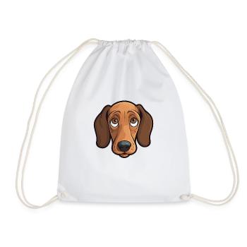 Dackel Kopf Comic Cartoon Hund Hundeliebling - Turnbeutel - Weiß - Vorne