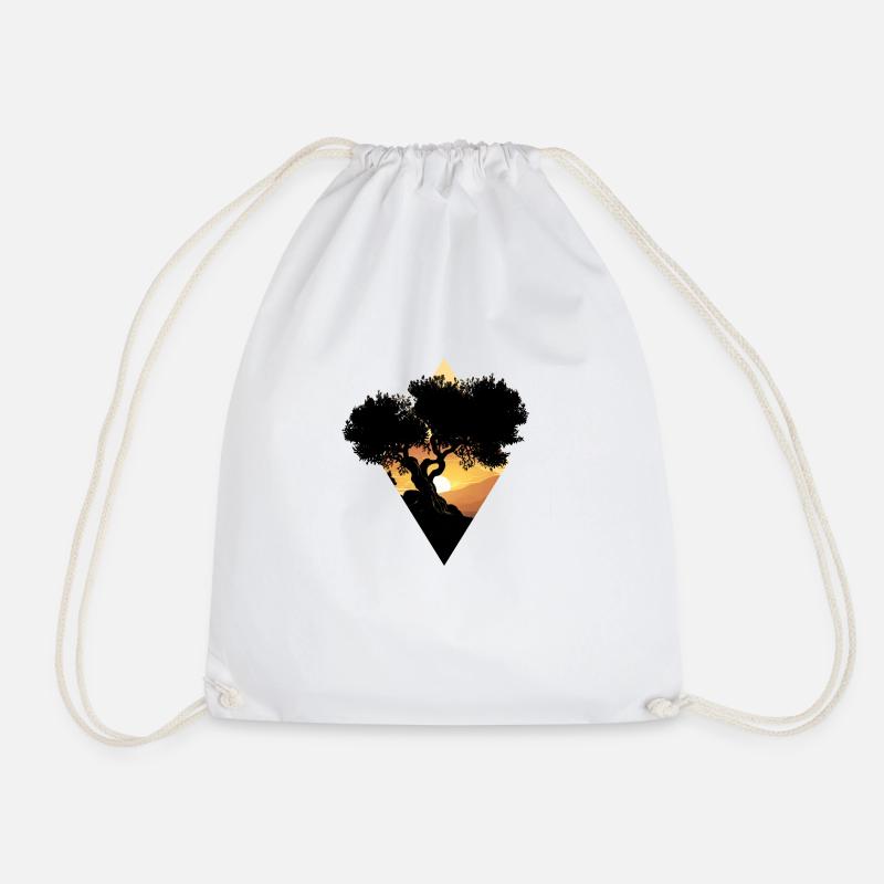 Olive tree at sunset - Drawstring Bag - white
