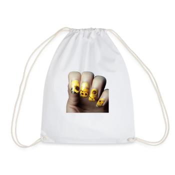 Sunflower Fingernails Gift - Drawstring Bag - white - Front