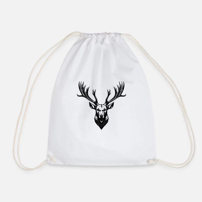 Deer antlers - Drawstring Bag - white