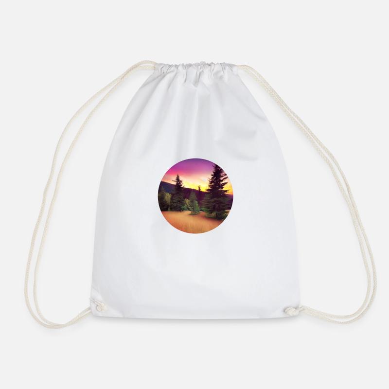 Trees in plain and mountain - Drawstring Bag - white