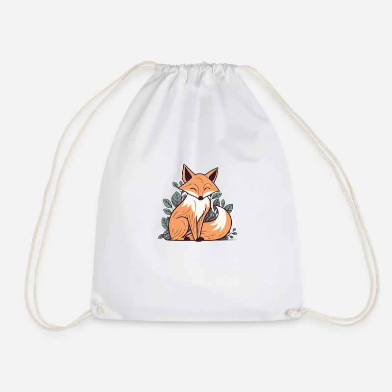 Fox - Drawstring Bag - white