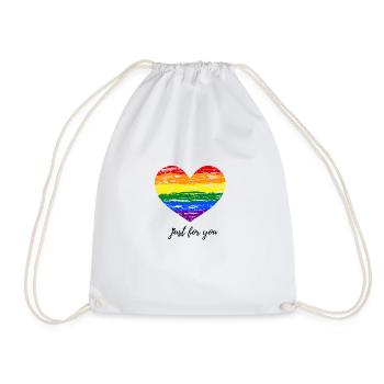 Pride Herz Regenbogenfarben LGBT Just for You - Turnbeutel - Weiß - Vorne