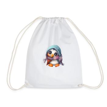 Pingouin congelé avec foulard - Sac de sport léger - blanc - Devant