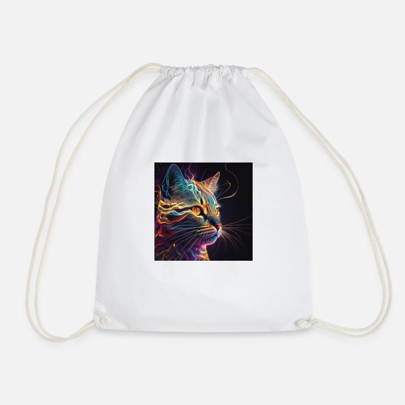 Psy Cats: Colorful and Unique - Drawstring Bag - white