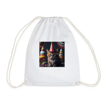 Chat avec chapeau d’anniversaire - Sac de sport léger - blanc - Devant