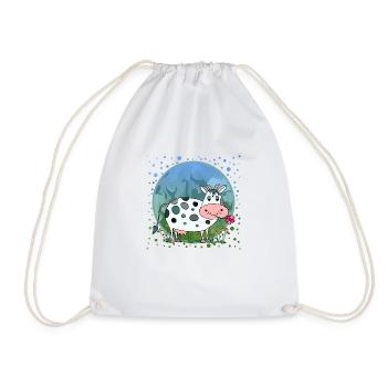 Cow - Drawstring Bag - white - Front