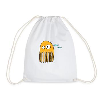 funny octopus - Drawstring Bag - white - Front