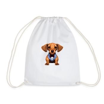 Dogs Dachshund with suit Dog Dachshund puppy - Drawstring Bag - white - Front