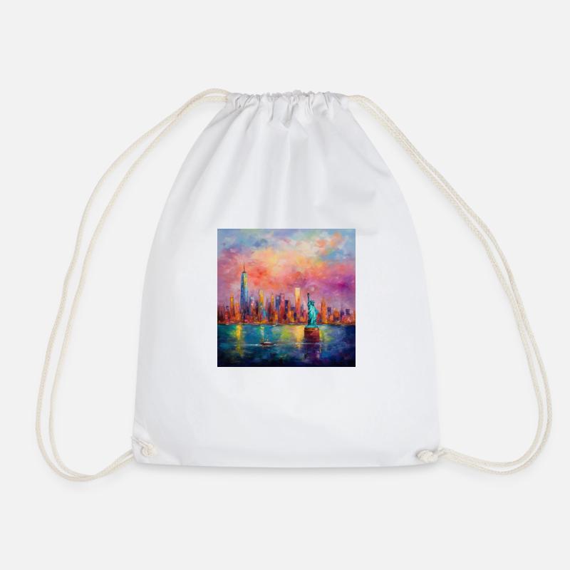 Monet-inspired: New York City - Drawstring Bag - white