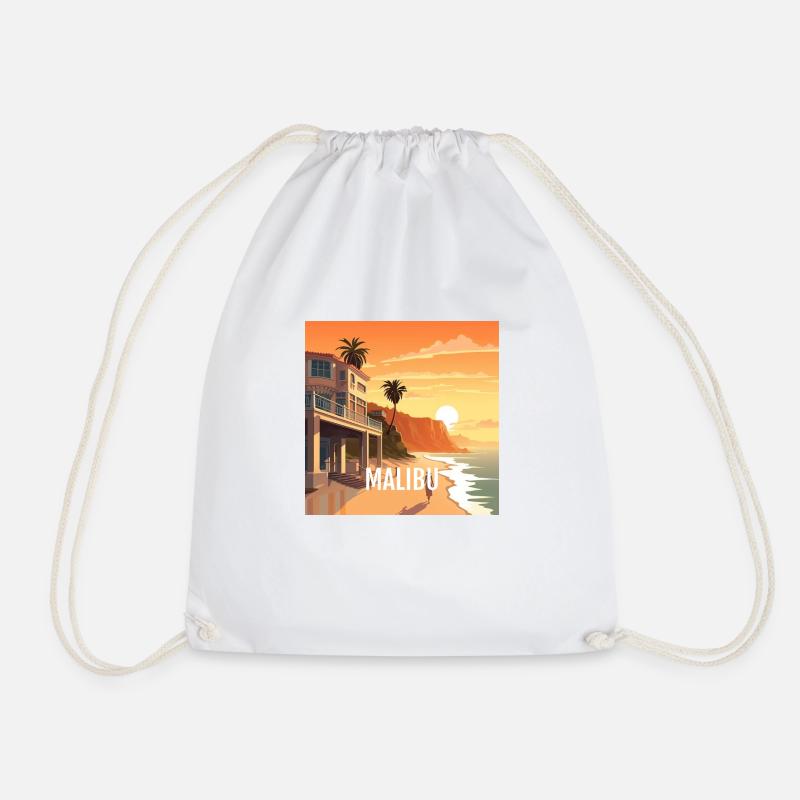 Malibu at sunset - Drawstring Bag - white