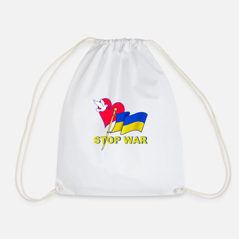 Stop War - Drawstring Bag - white