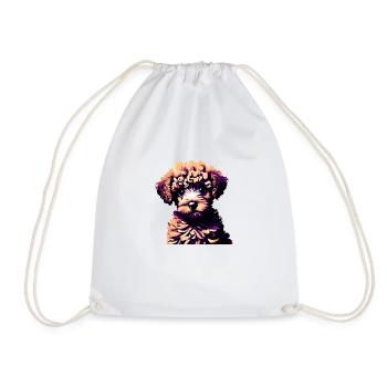 puppy dog owner poodle dog love poodle puppy - Drawstring Bag - white - Front