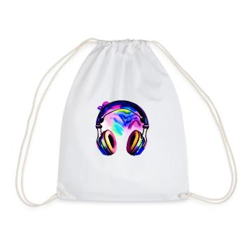 Headphones Singer Listen to music Singing Musicians Singing - Drawstring Bag - white - Front