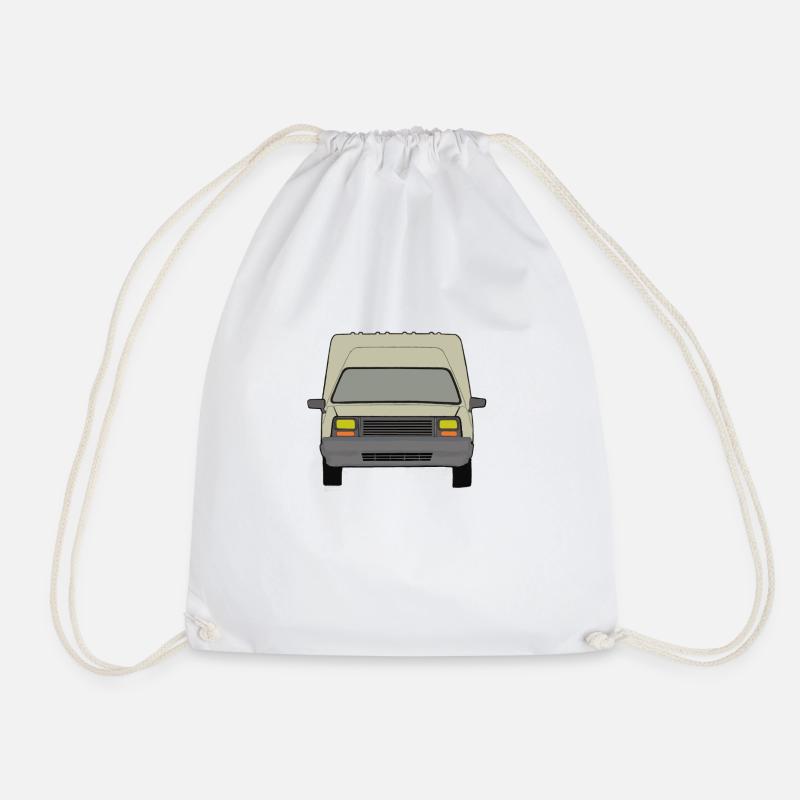 Beige French Van Car Oldtimer - Drawstring Bag - white