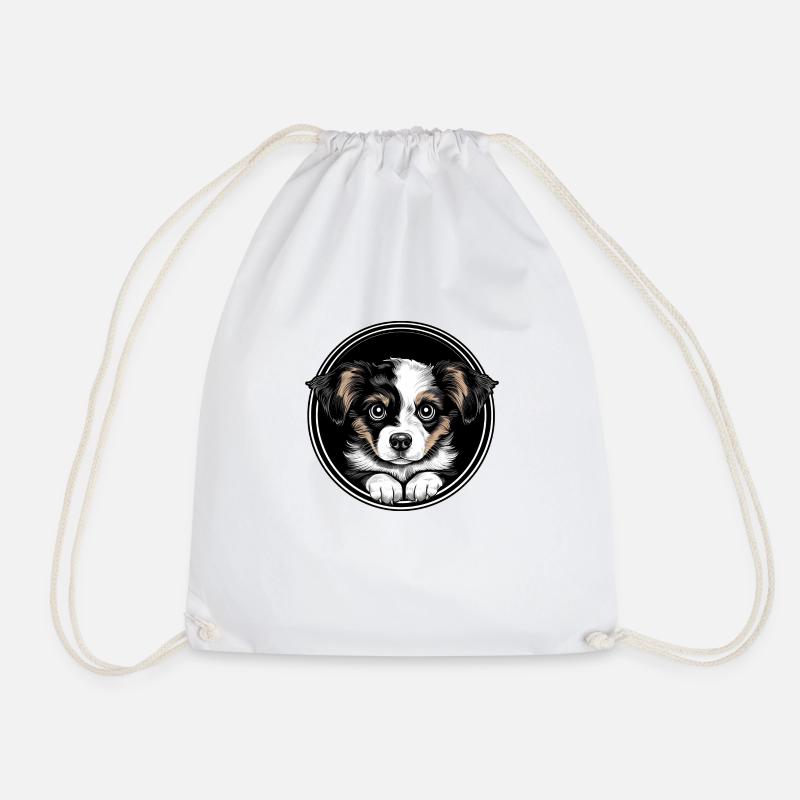 Cute puppy - Drawstring Bag - white