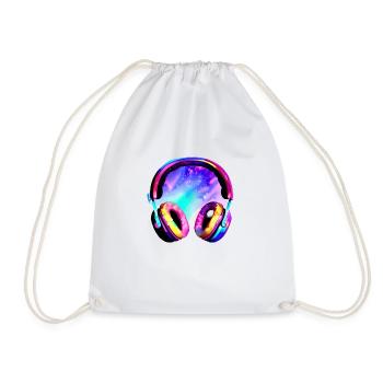 Headphones Singer Listen to music Singing Musicians Gamer - Drawstring Bag - white - Front