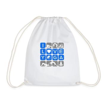 I love yoga forms symbols chakra - Drawstring Bag - white - Front