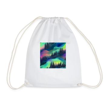 Northern Lights Glow: Northern Lights Collection - Drawstring Bag - white - Front