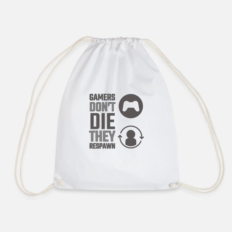 gamers respawn - Drawstring Bag - white