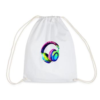 Headphones Singing Listening to music Singer Musician Gamer - Drawstring Bag - white - Front