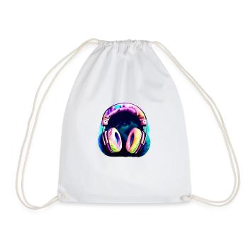 Listening to music Headphones Gamer Singer Singing Musicians - Drawstring Bag - white - Front