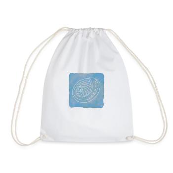 Abalone, Boho Line Art Design, Series Shells - Drawstring Bag - white - Front