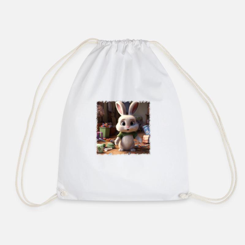 Cute bunny - Drawstring Bag - white