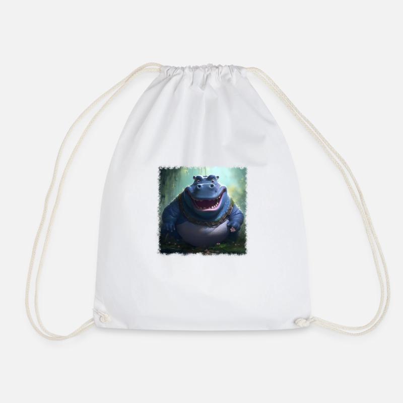 Cool Hippo - Drawstring Bag - white