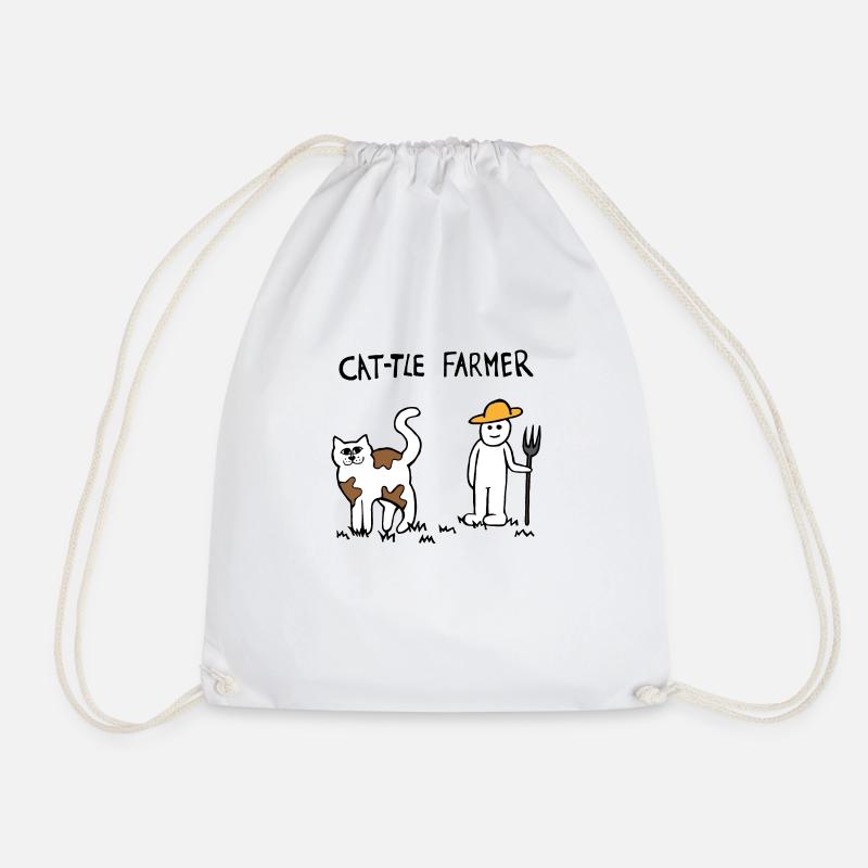 Cattle Cat Farmer - Drawstring Bag - white