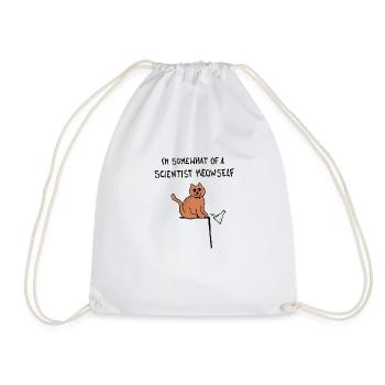 I'm Somewhat Of A Scientist Meowself / Myself Cat - Drawstring Bag - white - Front