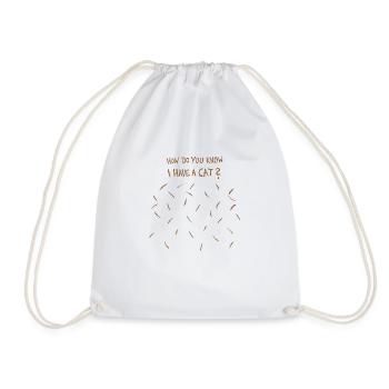 How Do You Know I Have A Cat (Brown Cat Hair) - Drawstring Bag - white - Front