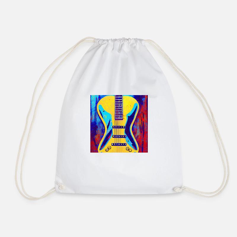 Guitar 80's pop art - Drawstring Bag - white