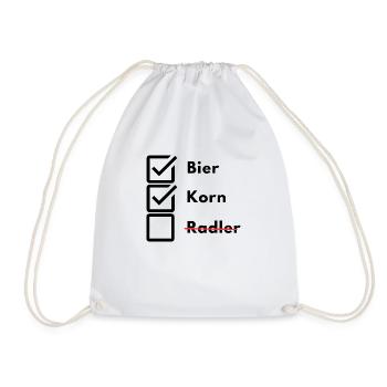 Bier - Korn - kein Radler - Lustige Checkbox - Turnbeutel - Weiß - Vorne
